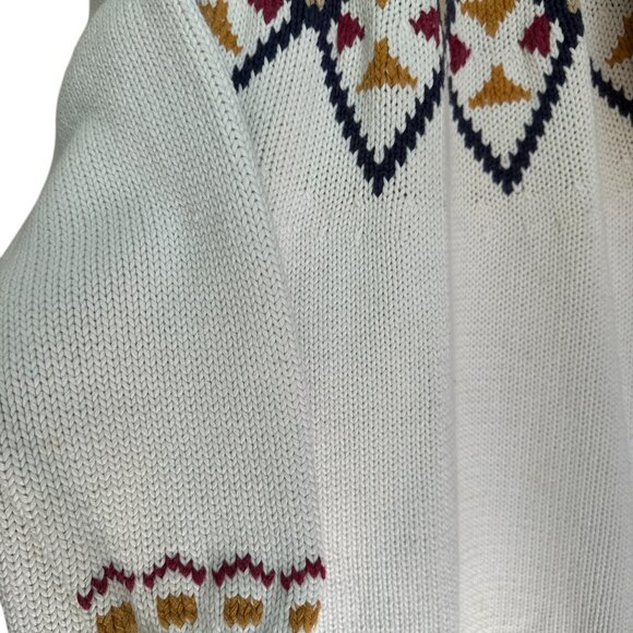 Batya vintage cotton knit crew neck sweater Aztec Southwest Fair Isle size L - Picture 3 of 6